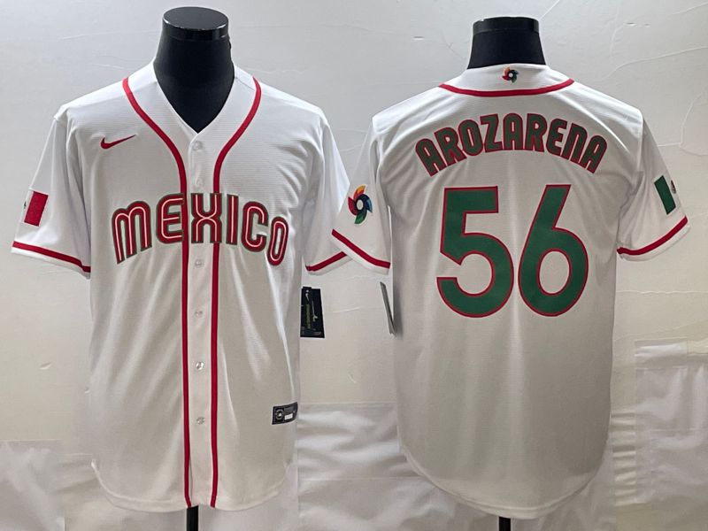 Men 2023 World Cub Mexico #56 Arozarena White green Nike MLB Jersey10->more jerseys->MLB Jersey
